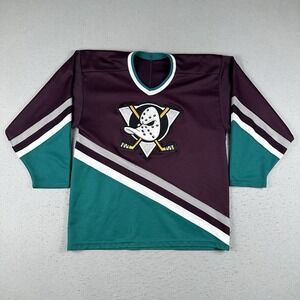 Vintage 90s Anaheim Ducks Jersey Men's Large Maroon Green Stitch CCM